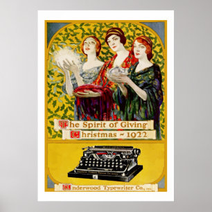 The spirit of Giving (Vintage typewriter ad) Poster