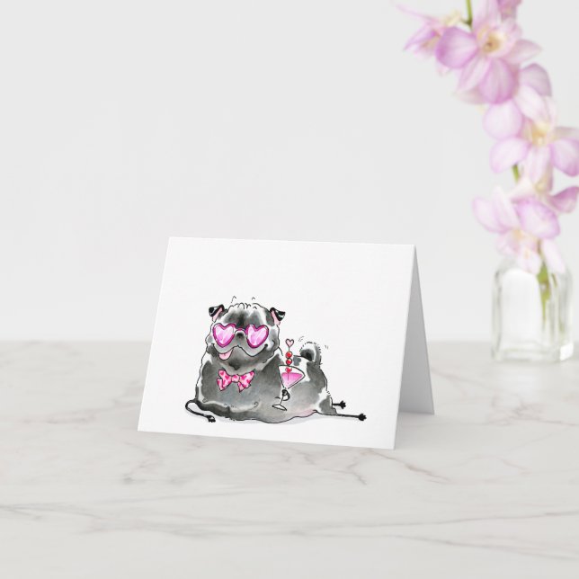 The Spirit of Romance black pug love card (Orchid)