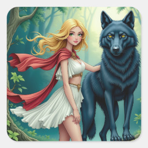 The Spirit of the Forest: Harmony with the Wolf Square Sticker