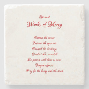 The Spiritual Works of Mercy Stone Coaster