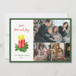 The Spirt of Christmas Love Peace & Joy 3 Photo Holiday Card