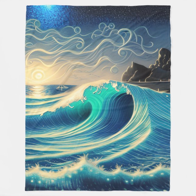 The Splendour of a Blue Wave Fleece Blanket (Front)