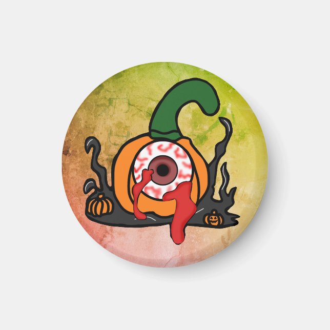 The Spooky Bloodshot Pumpkin Magnet (Front)