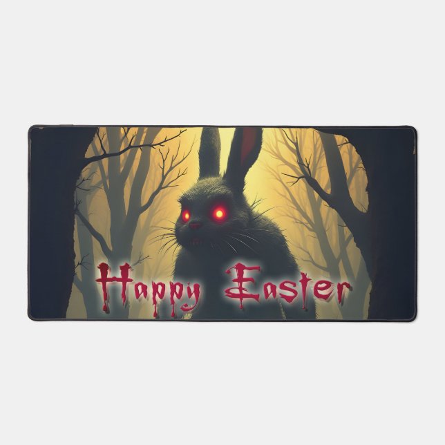The Spooky Easter Bunny in the Shadowy Forest Desk Mat (Front)