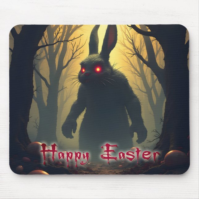 The Spooky Easter Bunny in the Shadowy Forest Mouse Mat (Front)