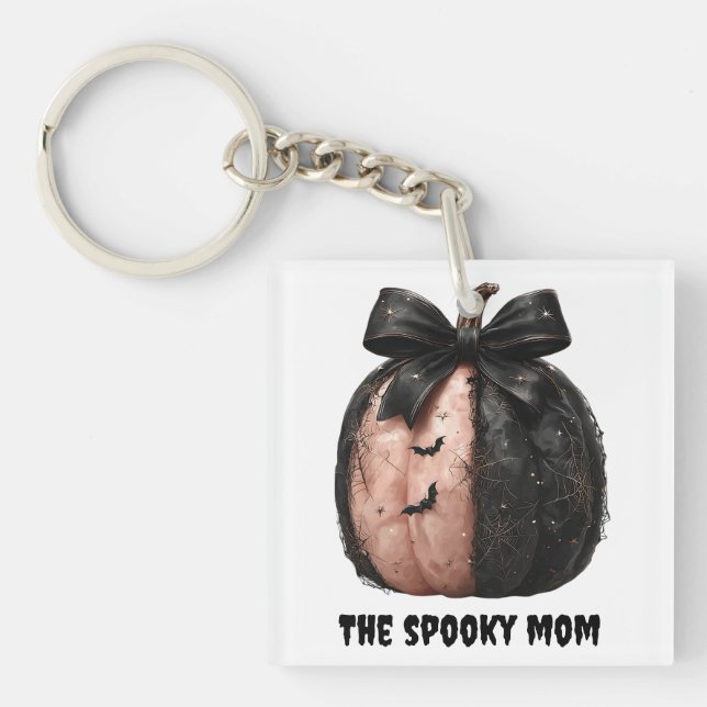 The Spooky Mum Halloween Pumpkin Key Ring (Front)