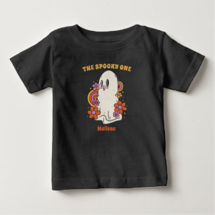 The Spooky One Halloween 1st Birthday Floral Ghost Baby T-Shirt