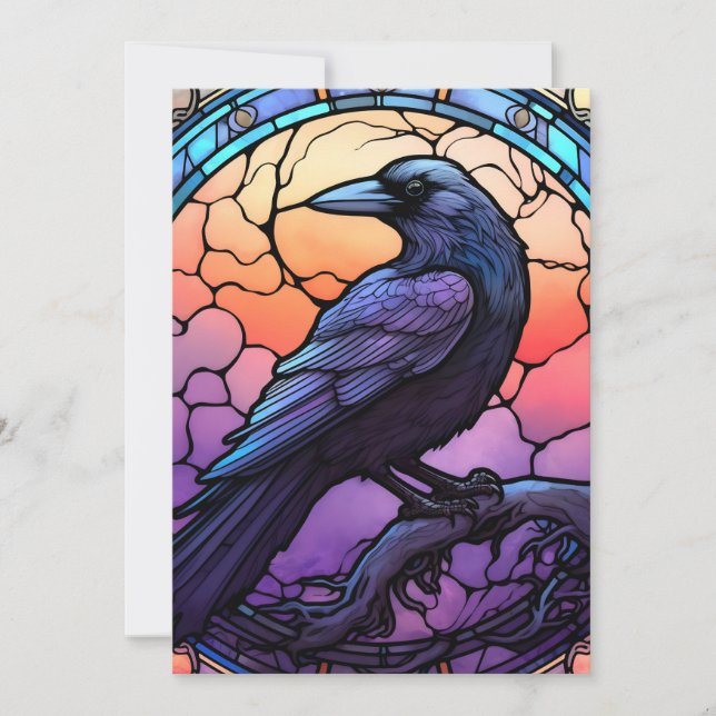 The Spooky Raven Stained Glass Invitation (Front)