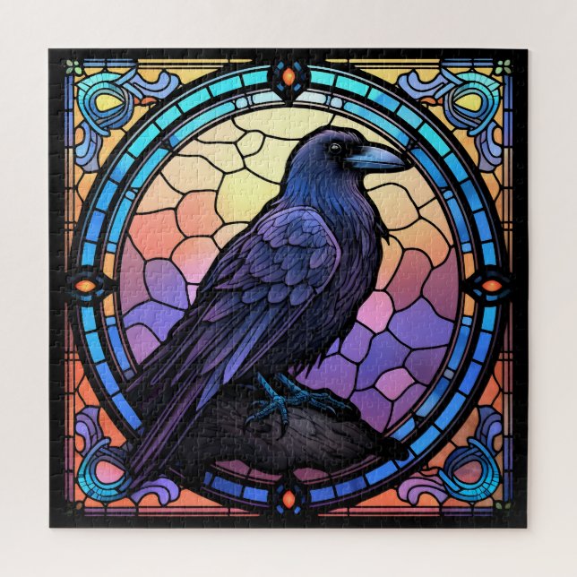 The Spooky Raven Stained Glass Jigsaw Puzzle (Vertical)