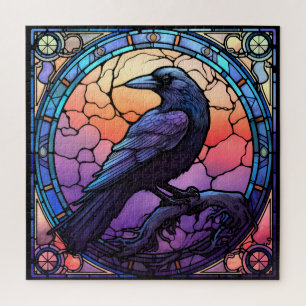 The Spooky Raven Stained Glass Jigsaw Puzzle