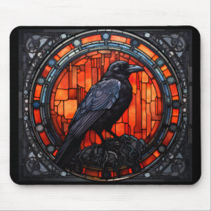 The Spooky Raven Stained Glass Mouse Mat