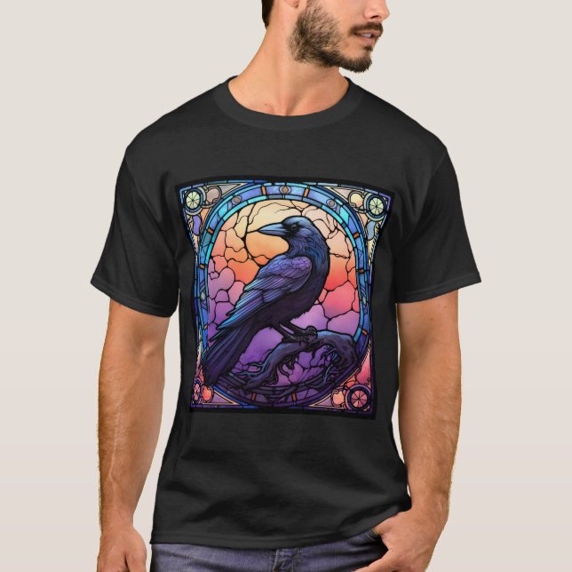 The Spooky Raven Stained Glass T-Shirt (Front)