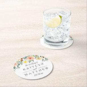 The Spring Blossoms Wedding Collection Round Paper Coaster