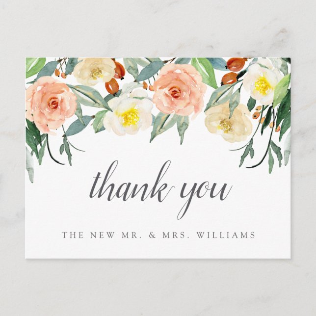 The Spring Blossoms Wedding Collection Thank You Announcement Postcard (Front)