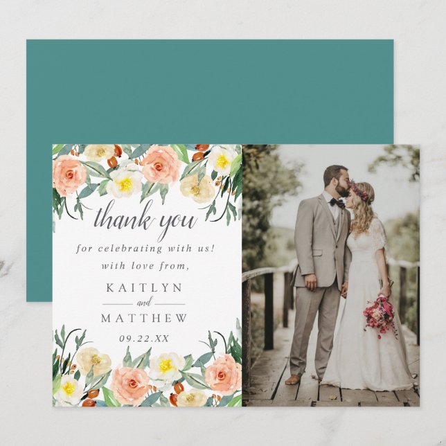 The Spring Blossoms Wedding Collection Thank You Card (Front/Back)