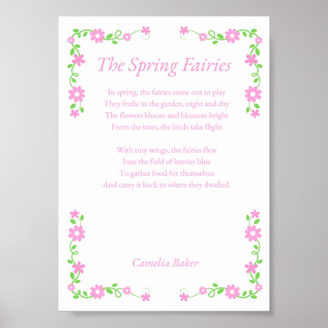 The Spring Fairies Poem Print (Front)