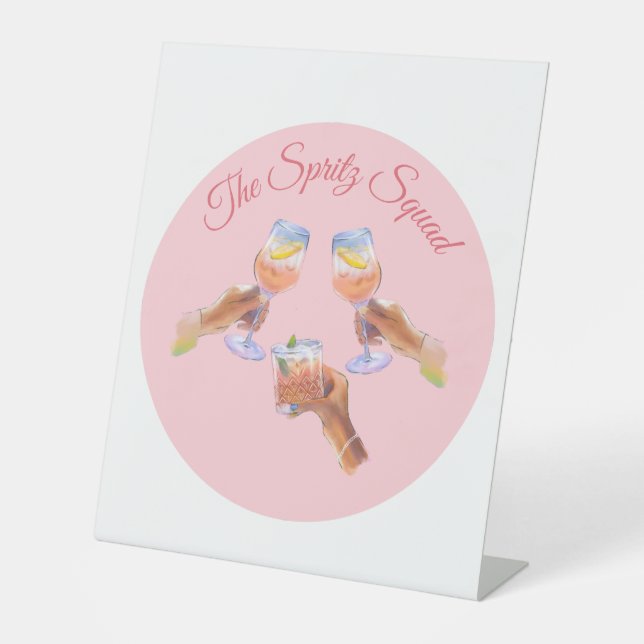 The Spritz Squad | Bachelorette Party Bridal Squad Pedestal Sign (Front)