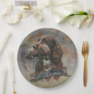 The Sprocker Spaniel , Gun dog art      Paper Plate