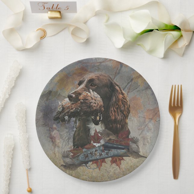 The Sprocker Spaniel , Gun dog art      Paper Plate (Wedding)