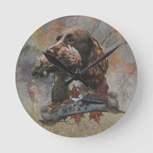 The Sprocker Spaniel , Gun dog art Round Clock