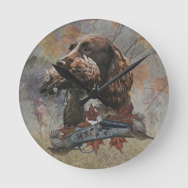 The Sprocker Spaniel , Gun dog art       Round Clock (Front)