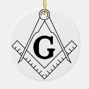 The Square and Compasses Freemasonry Symbol Ceramic Tree Decoration