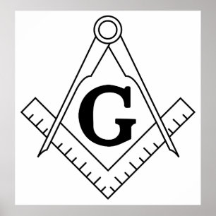 The Square and Compasses Freemasonry Symbol Poster