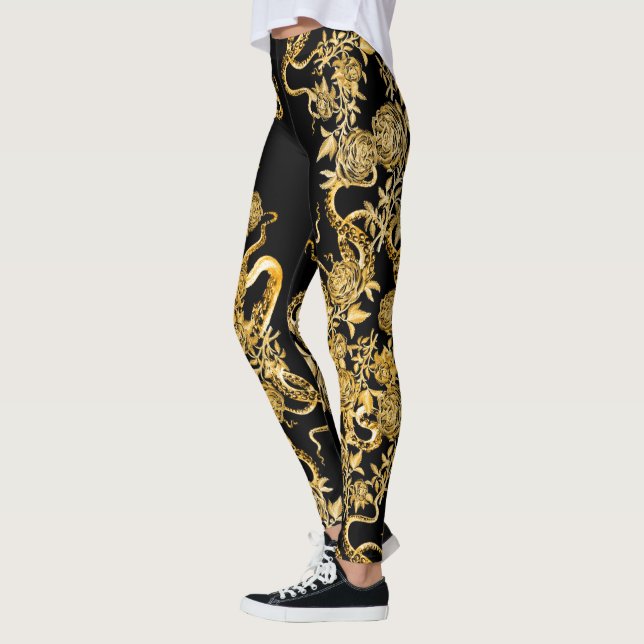 The Squid and the Rose Black & Sepia Leggings (Left)