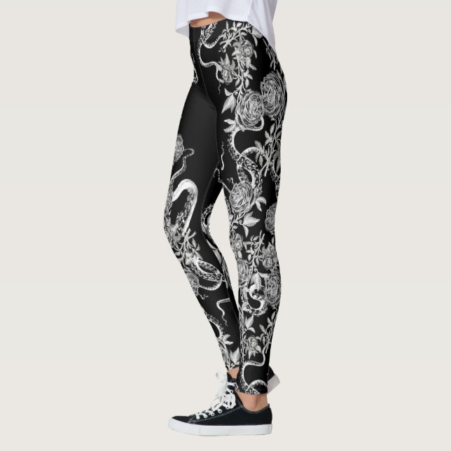 The Squid and the Rose Black & White Leggings (Left)