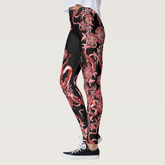 The Squid and the Rose Red & Black Leggings