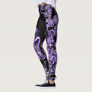The Squid and the Rose Royal Purple & Black Leggings