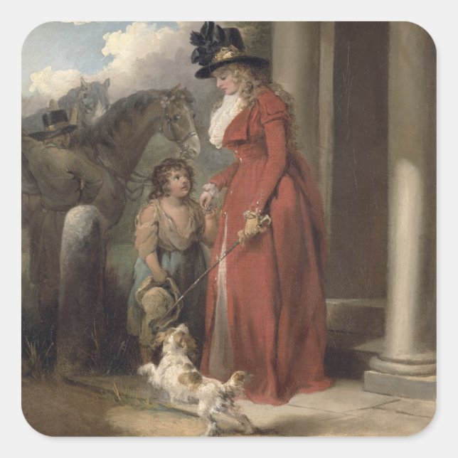 The Squire's Door, c.1790 (oil on canvas) Square Sticker (Front)