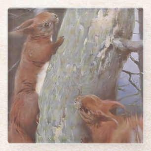 THE SQUIRREL (Sciurus vulgaris) Glass Coaster