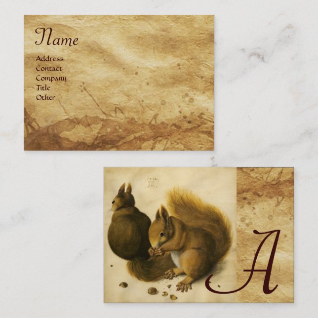 THE SQUIRREL WITH NUTS Monogram Business Card (Front/Back)