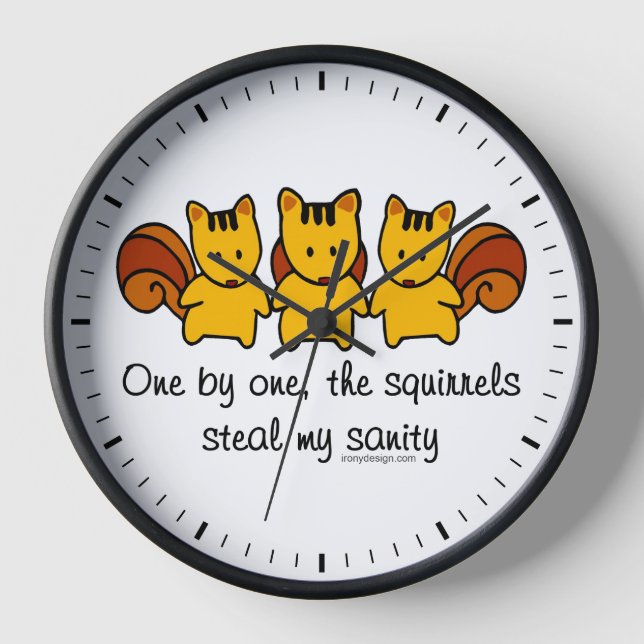 The squirrels steal my sanity wall clock (Front)