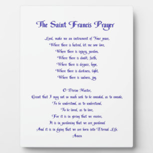 The St Francis Prayer Plaque