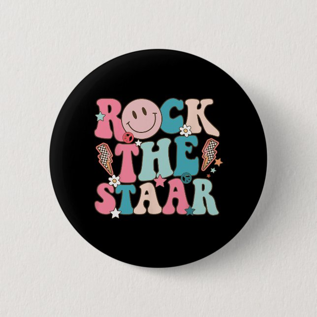 The Staar Test Testing Day Retro Groovy Teacher St 6 Cm Round Badge (Front)