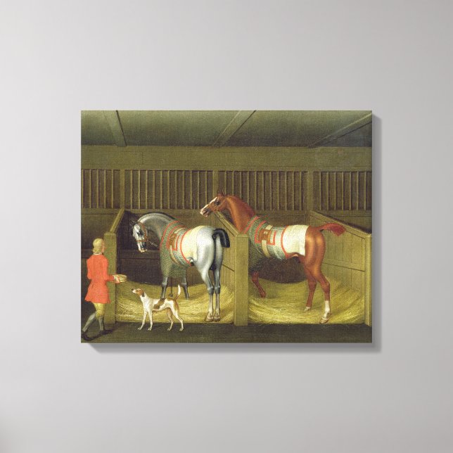 The Stables and Two Famous Running Horses belongin Canvas Print (Front)