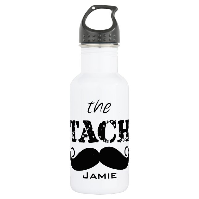 The Stache Moustache Pattern 532 Ml Water Bottle (Front)