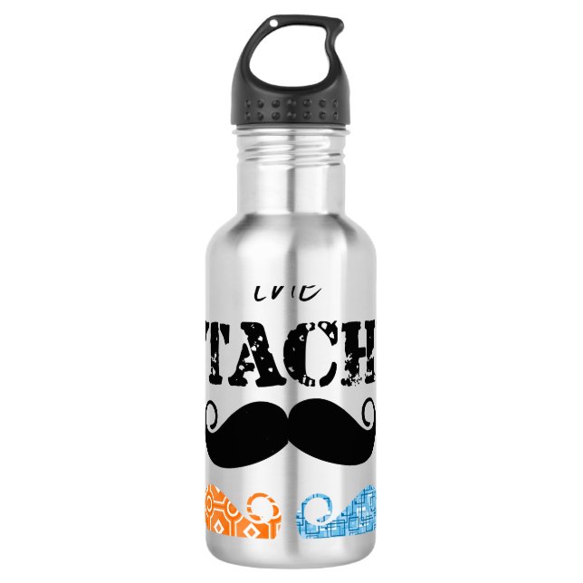 The Stache Moustache Pattern 710 Ml Water Bottle (Front)