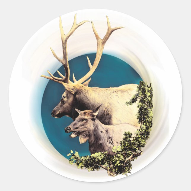 The Stag and The Hind Classic Round Sticker (Front)