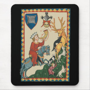 The Stag Hunt, 14th Century Mediaeval Art Mouse Mat