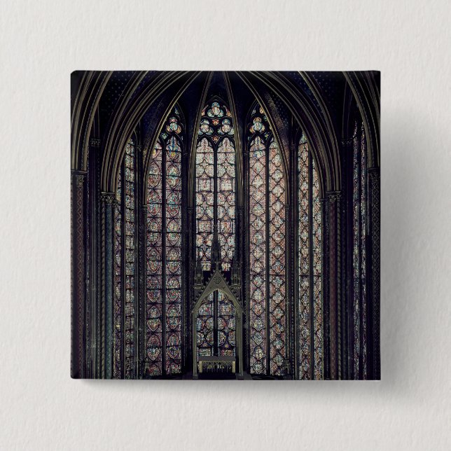 The stained glass window 15 cm square badge (Front)