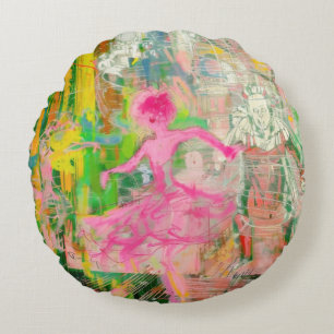 The Stalker - Neon Ballet Chaos Round Cushion