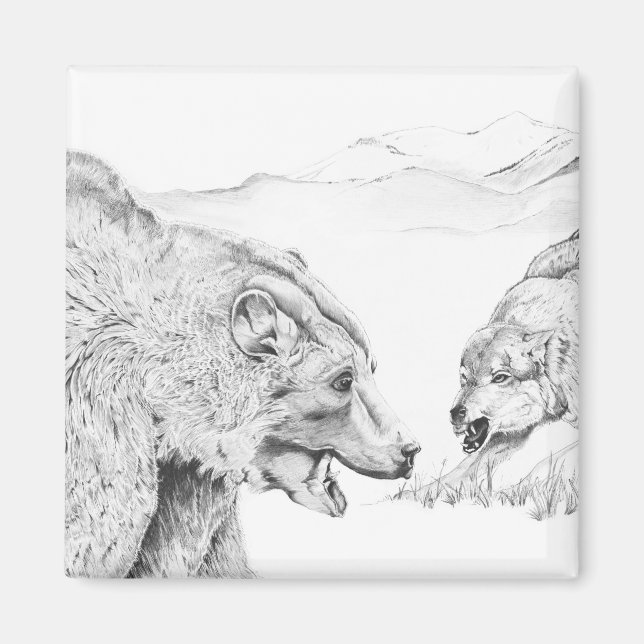 The Stand Off - Wolf & Bear Magnet (Front)