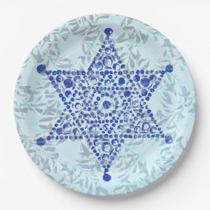 The Star of David jewel design on leaves Paper Plate
