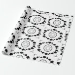 The Star of David - Wrapping Paper<br><div class="desc">The Jewish Holiday Hanukkah. This black and white design features the "Star of David". Stars surround the Star of David in an oval shape. The corners are decorated with leaves and the Star of David. This wrapping paper comes in assorted styles. Pick your favourite style and design.</div>