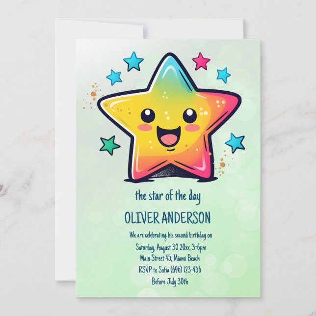 The star of the day Birthday star theme  Invitation (Front)
