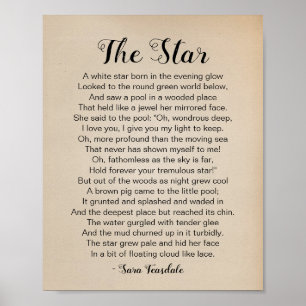 The Star Poem by Sara Teasdale Vintage Poster