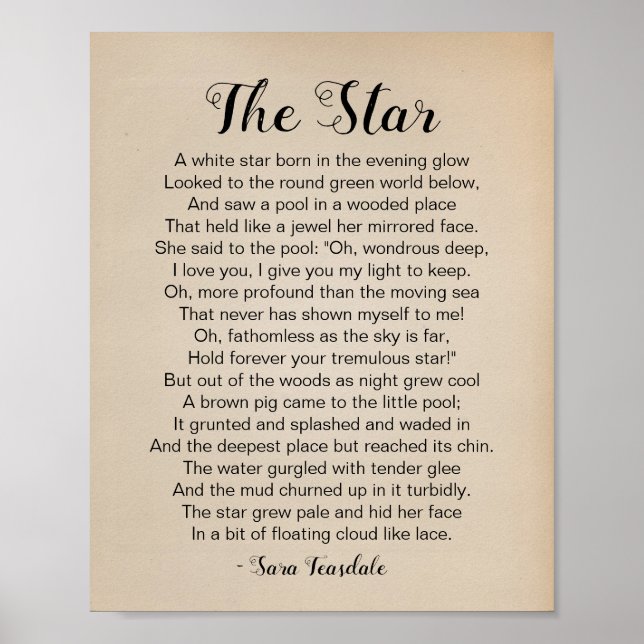 The Star Poem by Sara Teasdale Vintage Poster (Front)